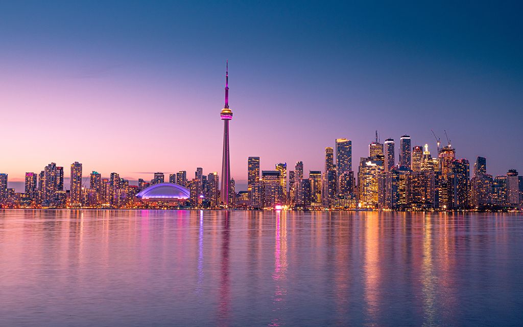 Toronto skyline at sunset representing higher education opportunities in Canada