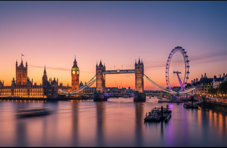 London skyline with the London Eye and Westminster representing study programs in the United Kingdom