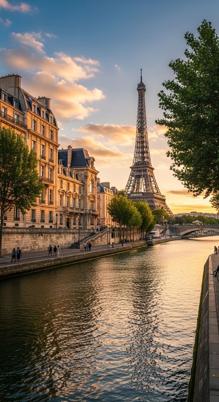 Eiffel Tower and Seine river in Paris representing French language immersion programs