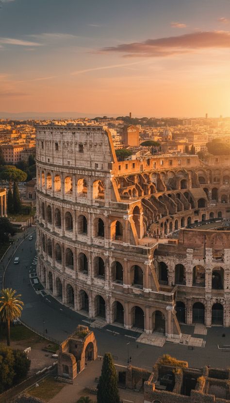 Colosseum in Rome at sunset representing Italian language study abroad programs